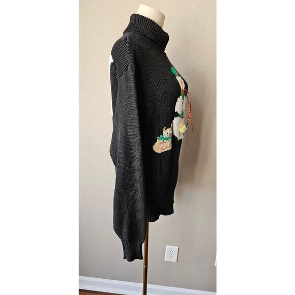 ONE OF A KIND Handmade Christmas Turtleneck Sweater Front Back Snowman Sm Med - Picture 5 of 8